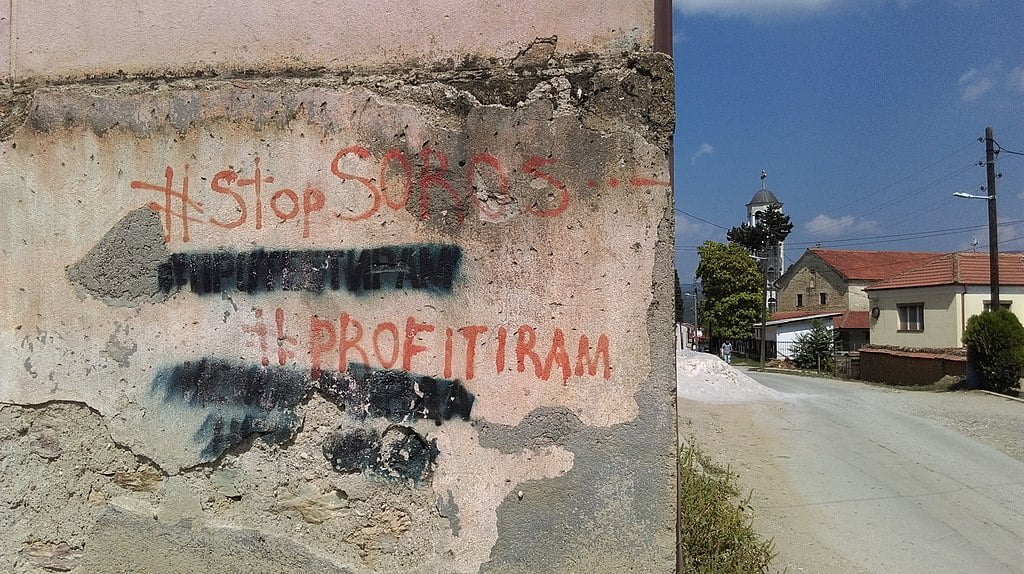 Anti George Soros sentiment graffiti in Resen Macedonia 2018